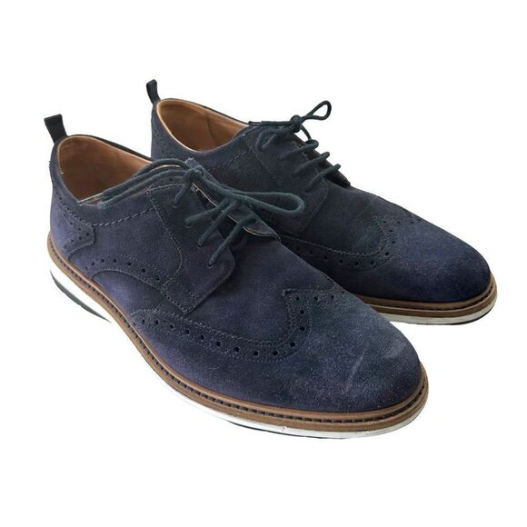 Clarks Chantry Men's Wing Tip Leather Lace Up Casual Comfort Blue Shoes, 7.5 - Picture 2 of 10